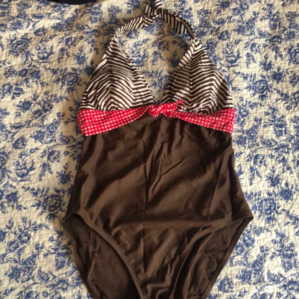 One piece halter bathing suit